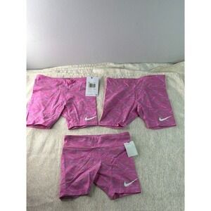 Three pairs of pink Nike biker shorts, size 6X and 6